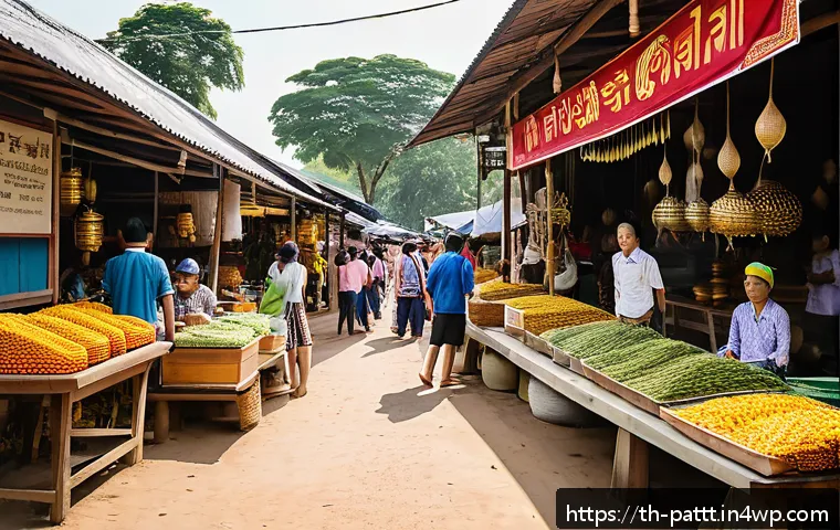 크라우드펀딩이 대안경제 모델에 미치는 영향 - A vibrant Thai local marketplace scene showcasing diverse small entrepreneurs presenting their handm...