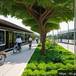Home 19 대안경제 모델의 사례 비교 북유럽 vs 아시아 - A detailed scene of a modern Thai urban community park integrating sustainable city planning: green ...