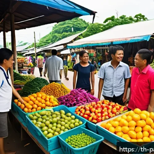 Home 30 대안경제 모델의 이익 공유 메커니즘 - A vibrant local Thai community market scene during daytime, with diverse community members including...